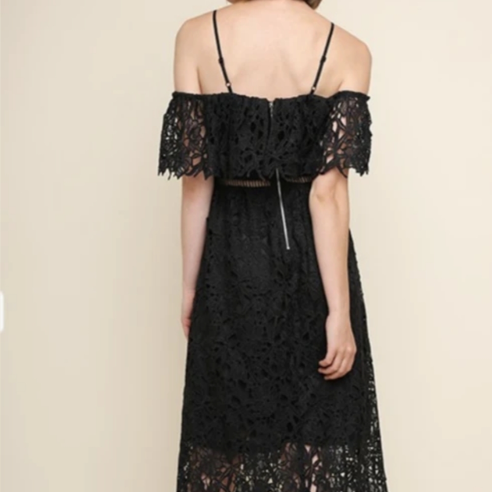 New UMGEE black spaghetti strap crochet lace dress - Picture 3 of 10